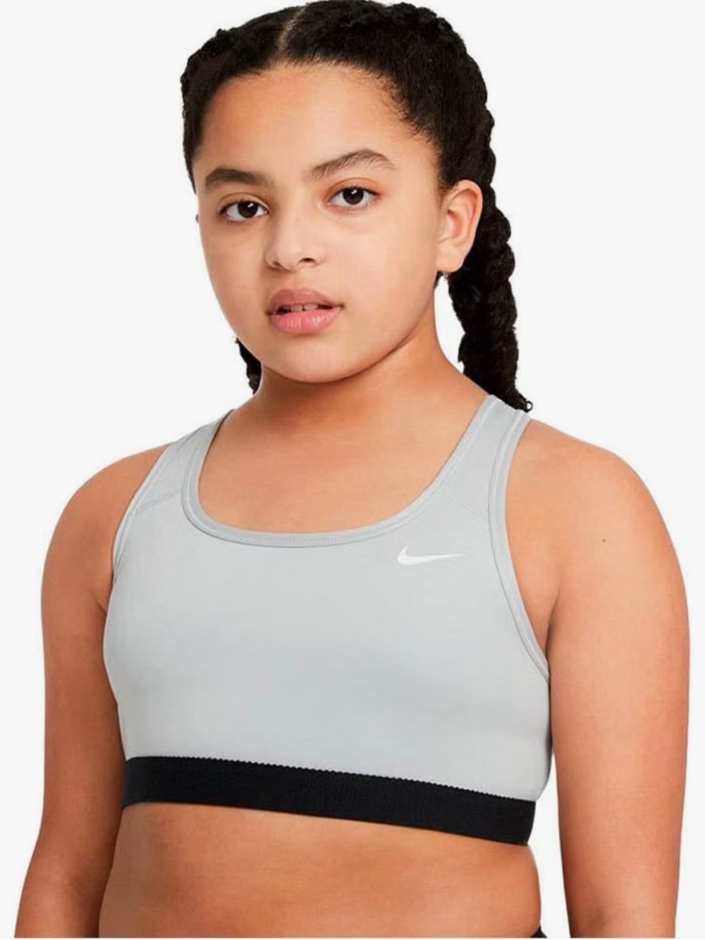 Nike Girls Gray Racerback Sports Bra with Black Band, Small, NWT